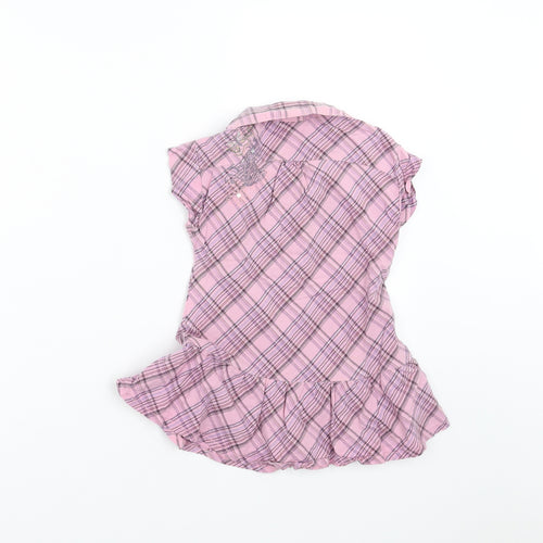 NEXT Girls Purple Check  Basic Blouse Size 3 Years  - Embroidered detail