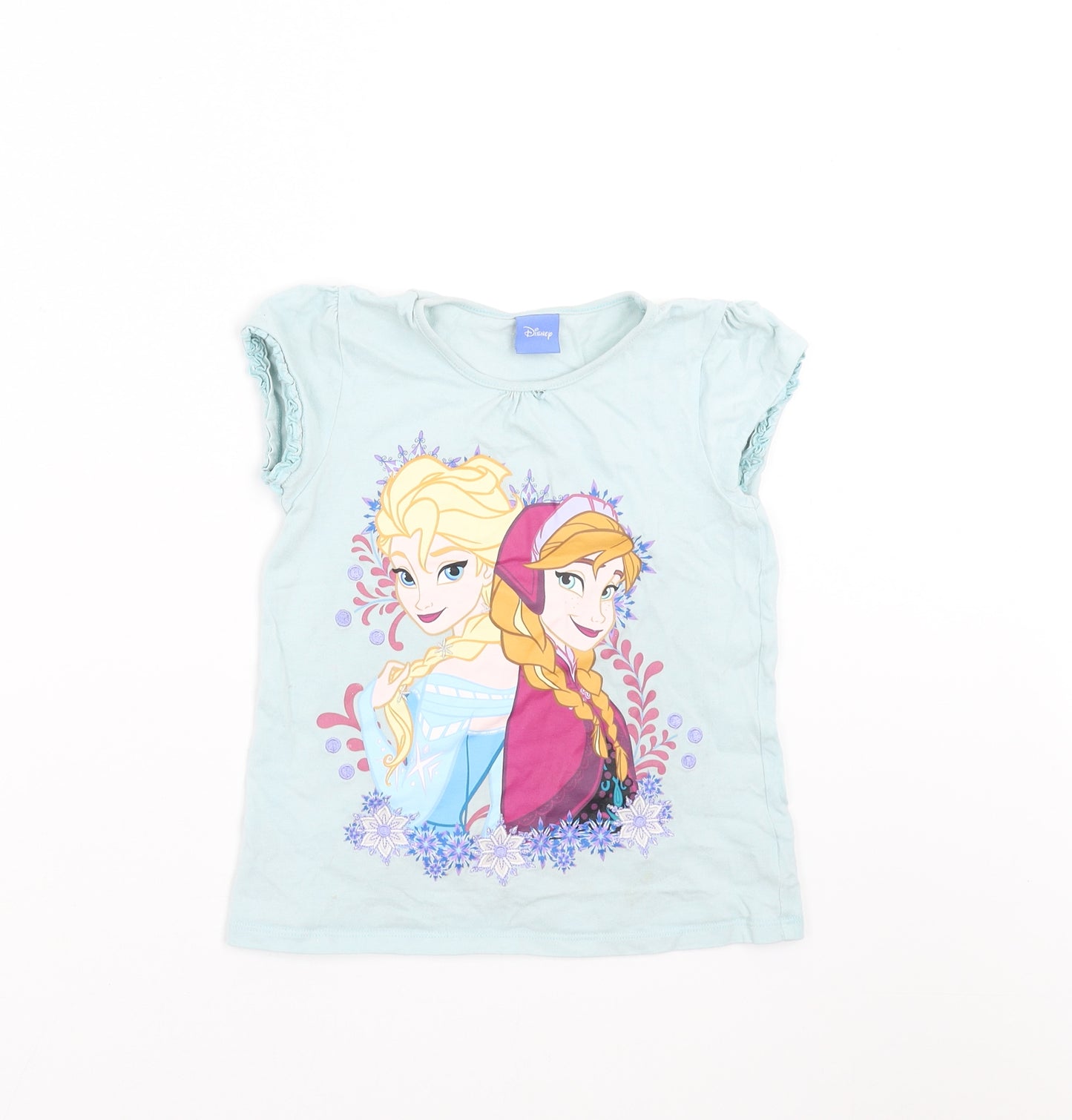 Disney Girls Blue   Basic T-Shirt Size 5-6 Years  - frozen