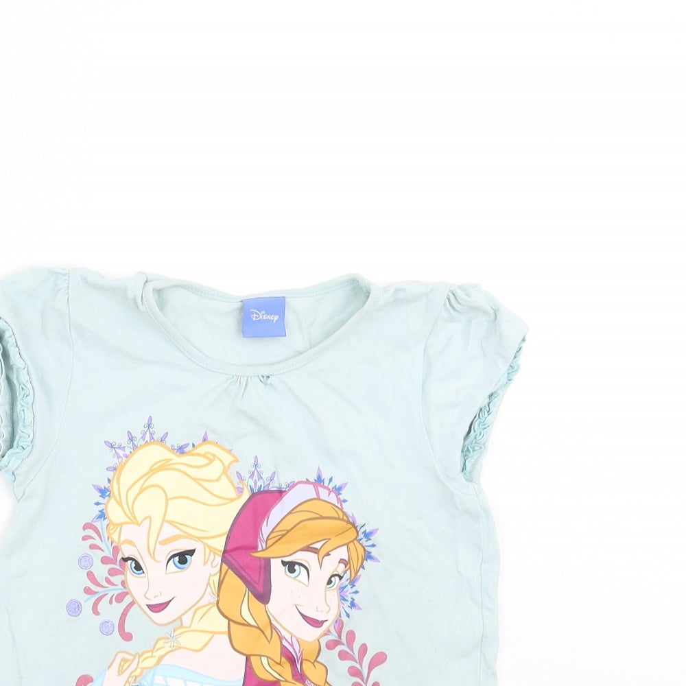 Disney Girls Blue   Basic T-Shirt Size 5-6 Years  - frozen