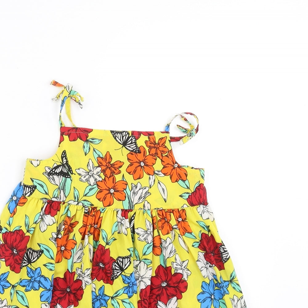 Matalan Girls Yellow Floral  Trapeze & Swing  Size 2-3 Years