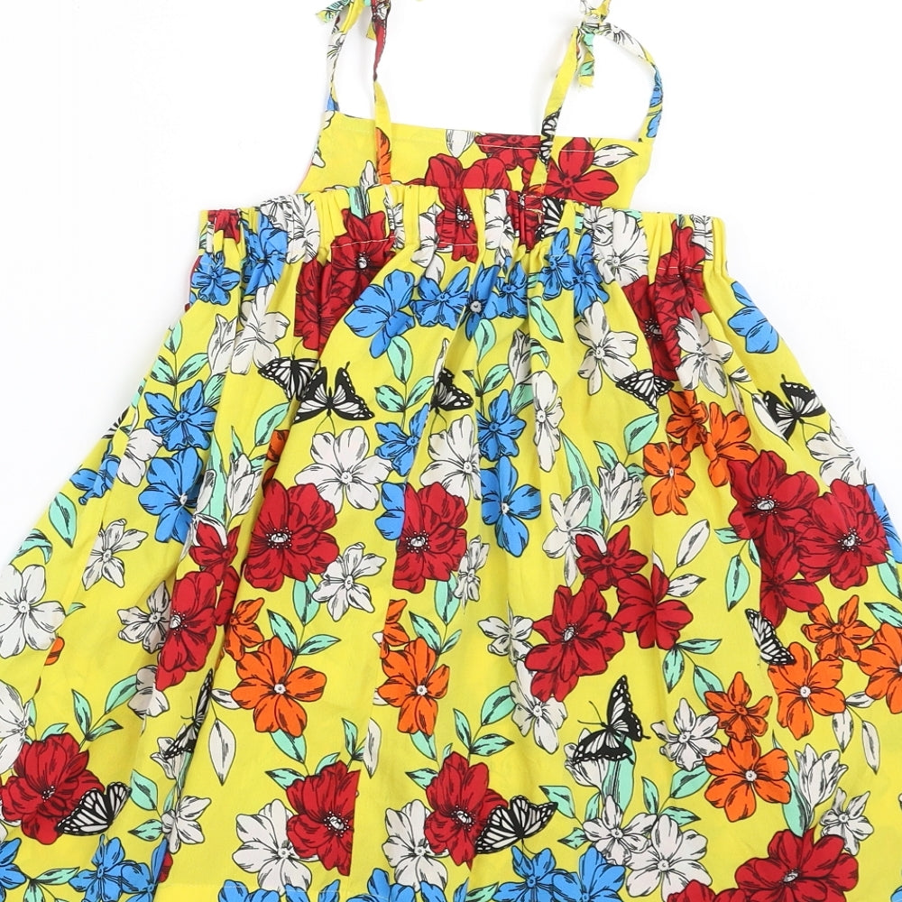 Matalan Girls Yellow Floral  Trapeze & Swing  Size 2-3 Years