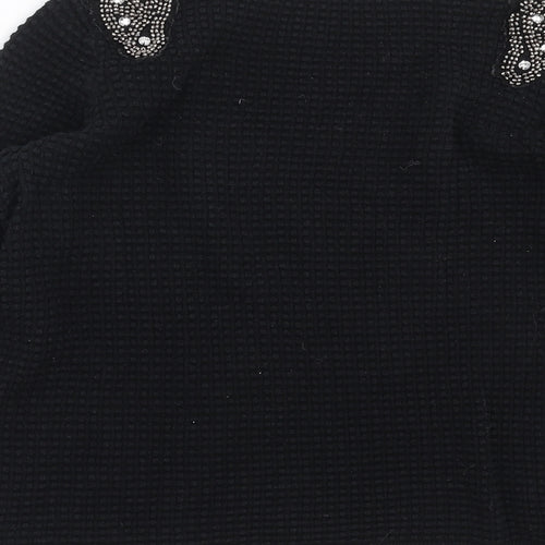 Sfera Womens Black Geometric  Pullover Jumper Size M  - beaded