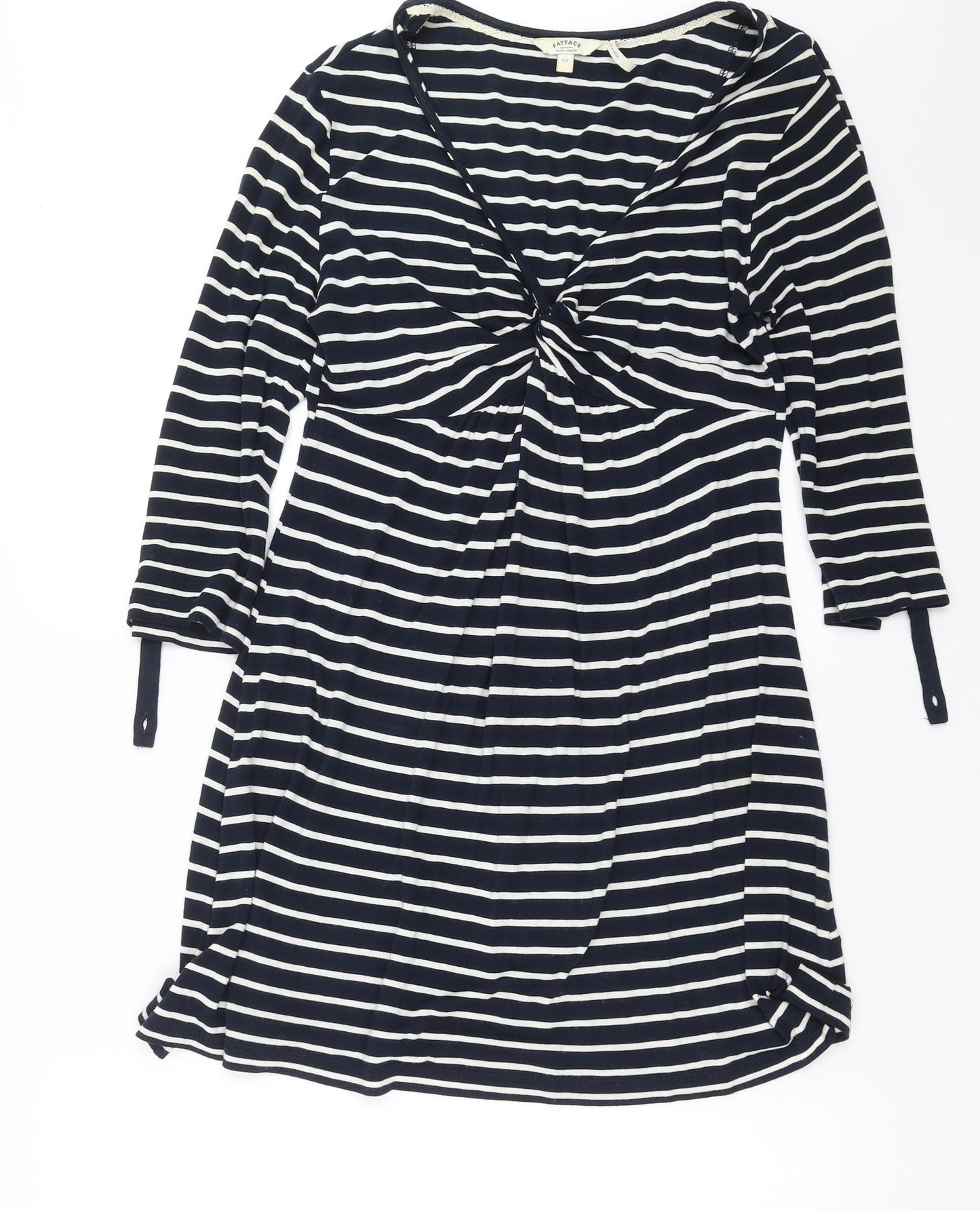 Fat Face Womens Blue Striped  T-Shirt Dress  Size 12