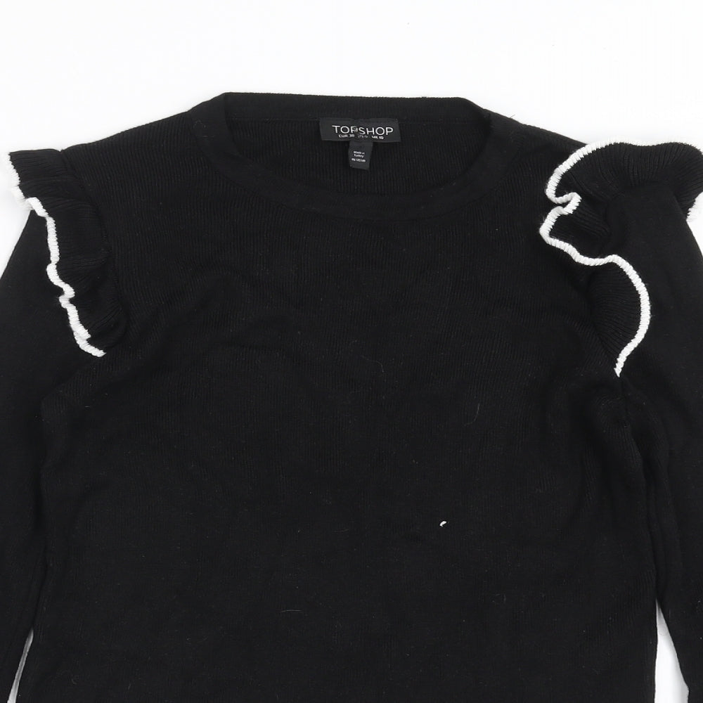 Topshop Womens Black  Knit Pullover Jumper Size 10