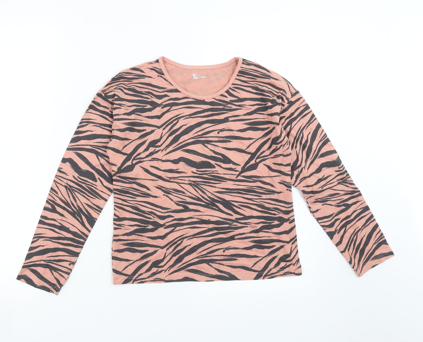 TU Girls Pink Animal Print  Basic T-Shirt Size 10 Years