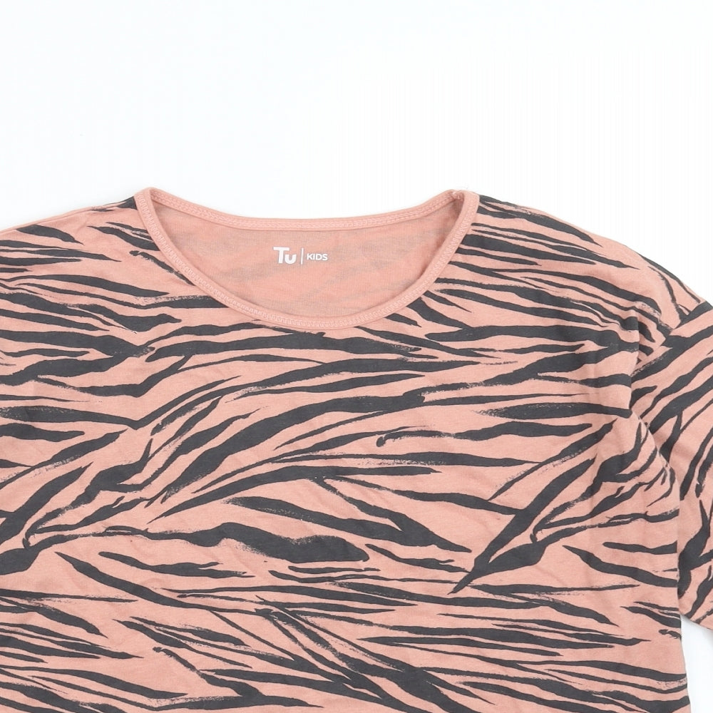 TU Girls Pink Animal Print  Basic T-Shirt Size 10 Years