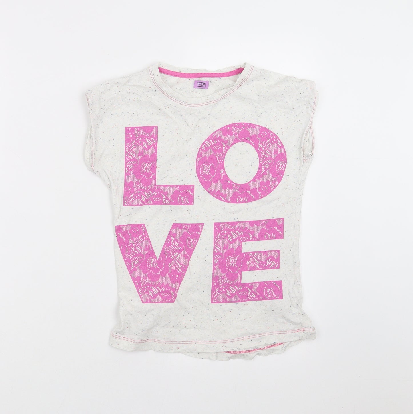 F&F Girls Grey   Basic T-Shirt Size 10-11 Years  - love