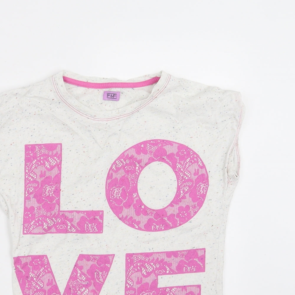F&F Girls Grey   Basic T-Shirt Size 10-11 Years  - love