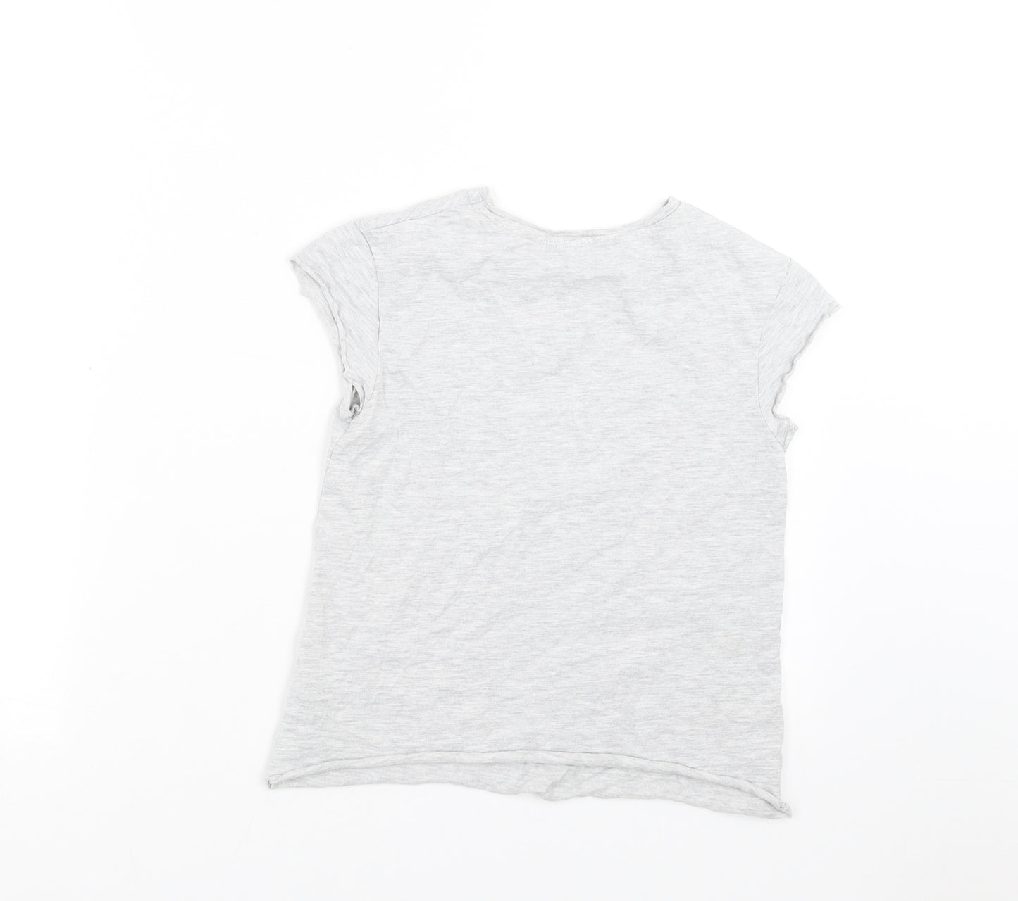 George Girls Grey   Basic T-Shirt Size 9-10 Years  - unicorn