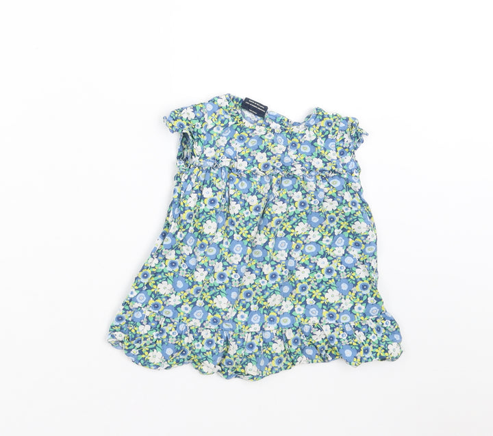Faded Glory Girls Blue Floral Basic T-Shirt Size 18-24 Months