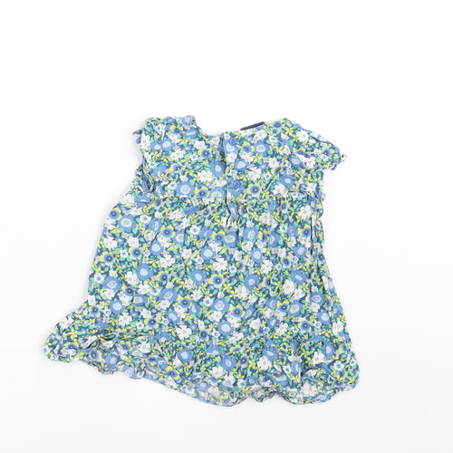 Faded Glory Girls Blue Floral  Basic T-Shirt Size 18-24 Months