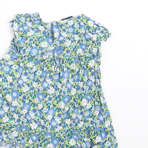 Faded Glory Girls Blue Floral  Basic T-Shirt Size 18-24 Months