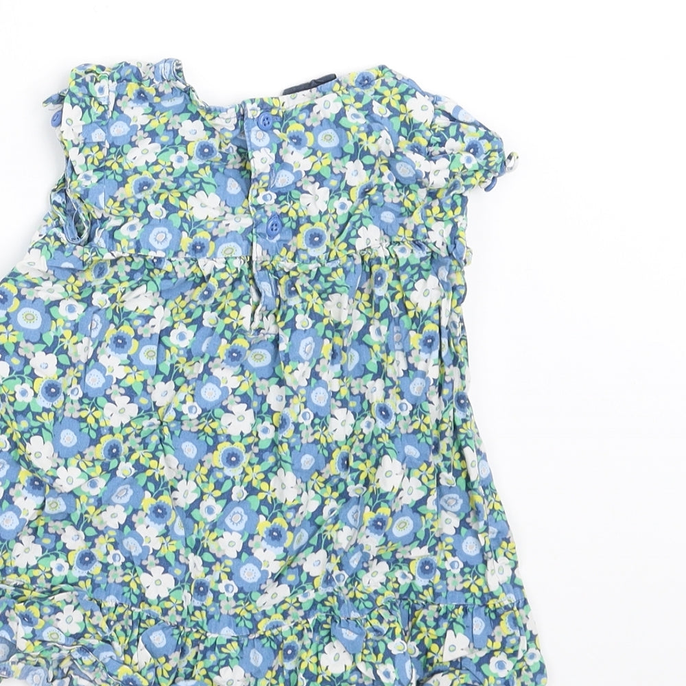 Faded Glory Girls Blue Floral  Basic T-Shirt Size 18-24 Months