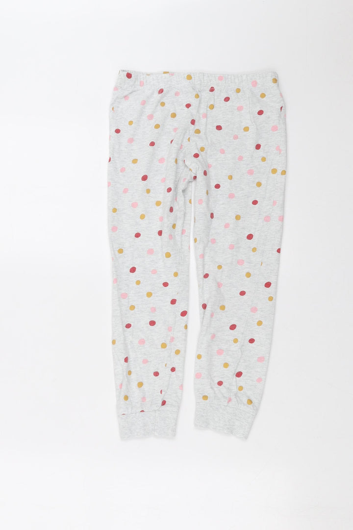 F&F Girls Grey Polka Dot Pyjama Pants Size 7-8 Years