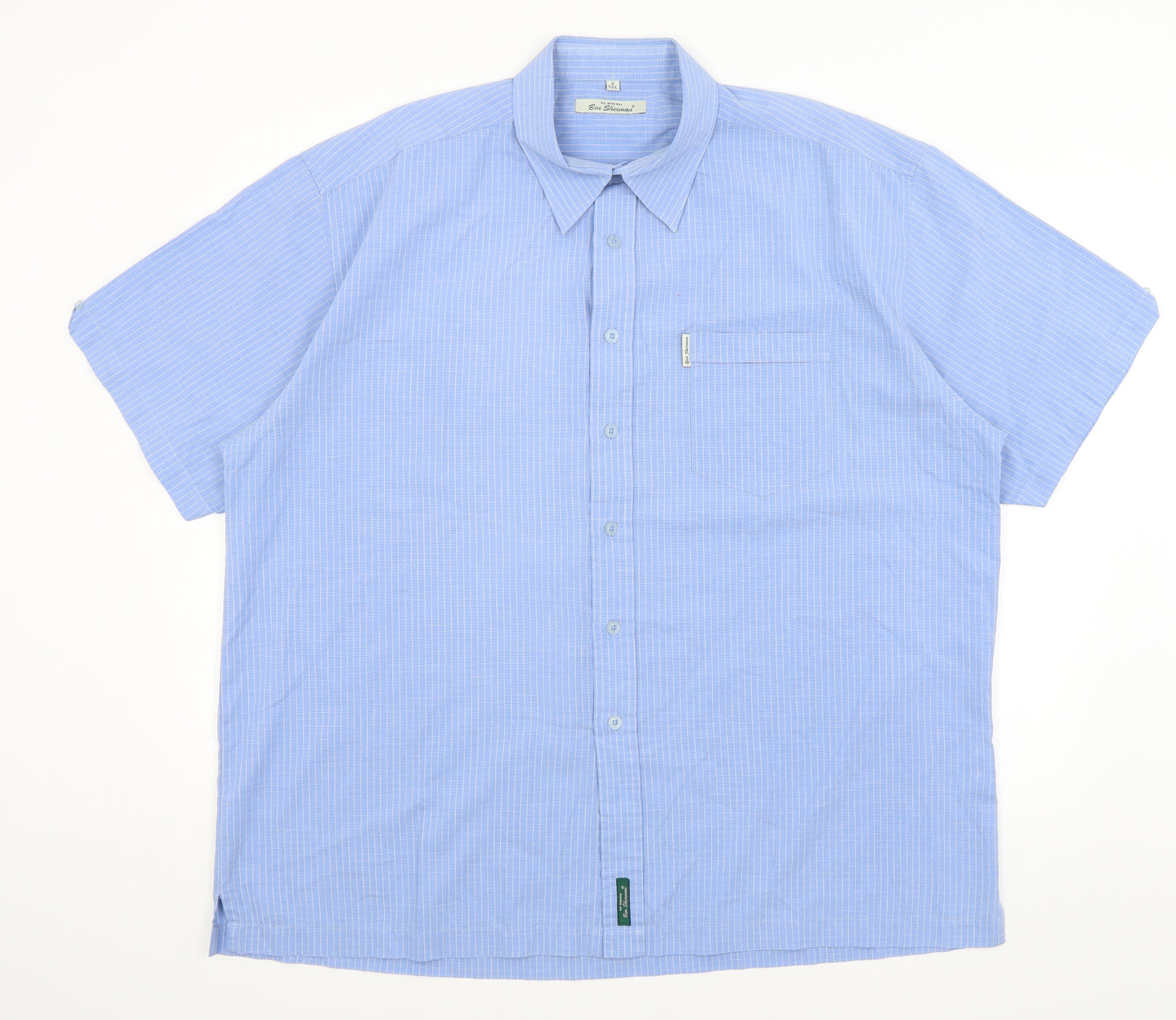 Ben Sherman Mens Blue Striped   Dress Shirt Size 2XL