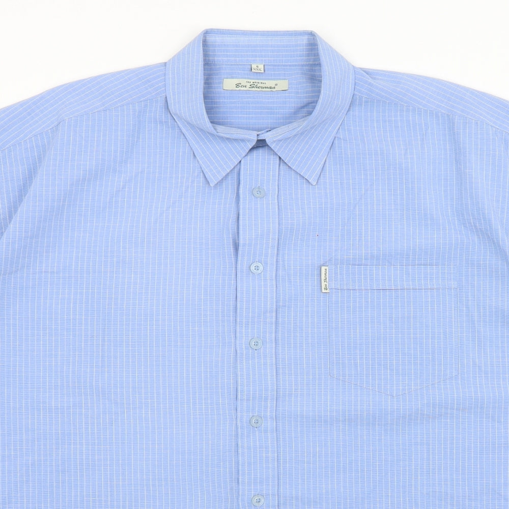 Ben Sherman Mens Blue Striped   Dress Shirt Size 2XL