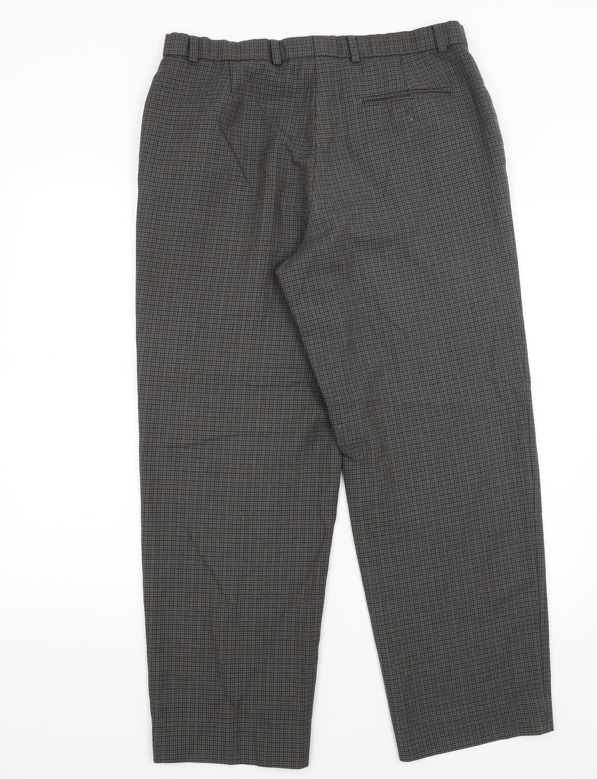 St Michael Mens Green Houndstooth  Trousers  Size 34 in L28 in