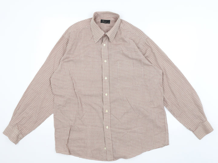 BHS Mens Red Check Button-Up Size 16