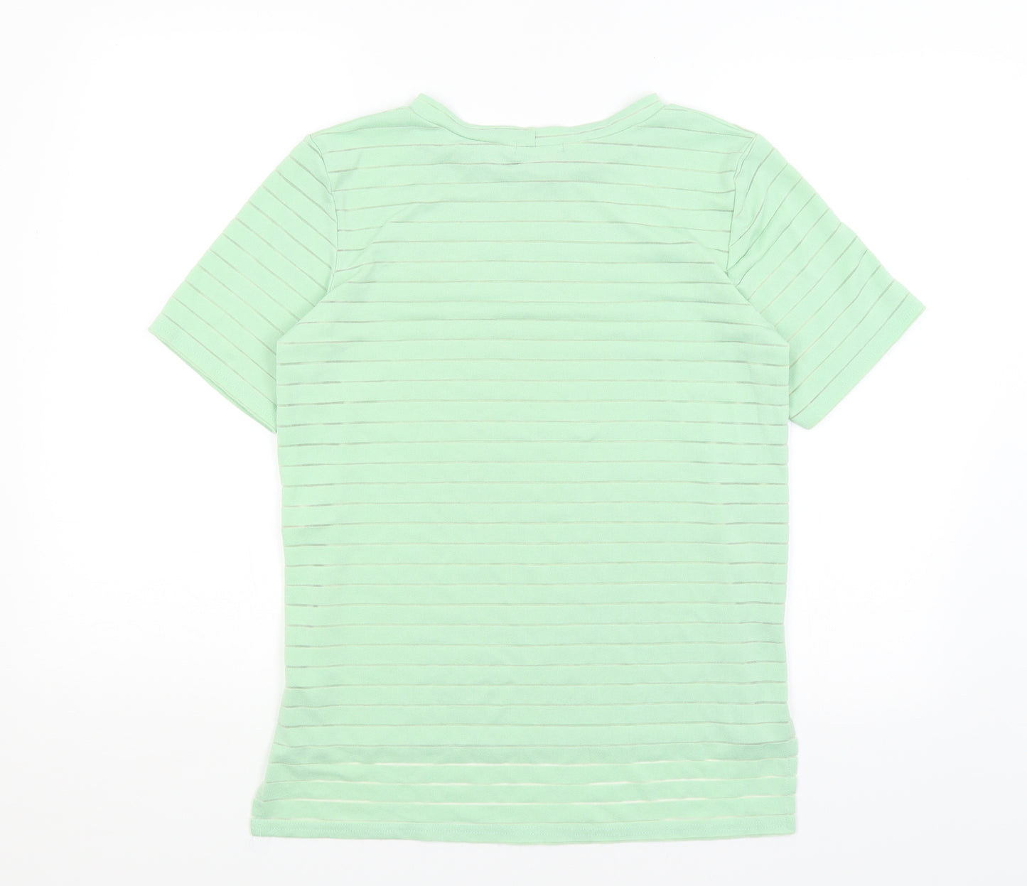 Pretty Little Thing Womens Green Striped  Basic T-Shirt Size 12