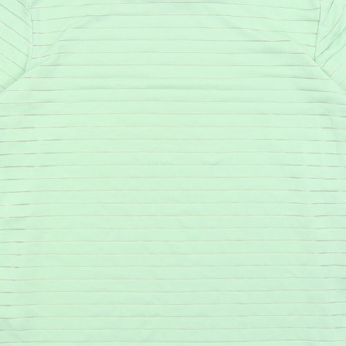 Pretty Little Thing Womens Green Striped  Basic T-Shirt Size 12