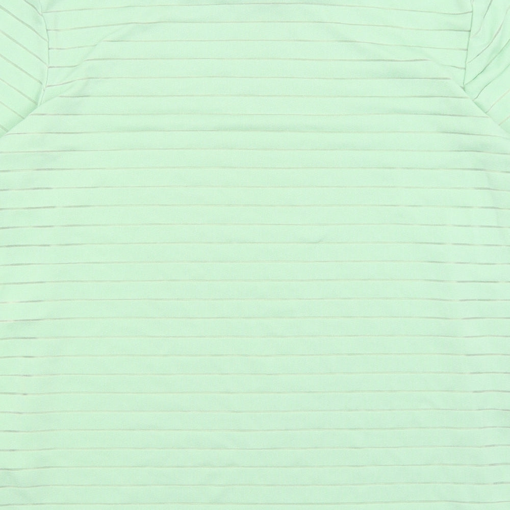 Pretty Little Thing Womens Green Striped  Basic T-Shirt Size 12