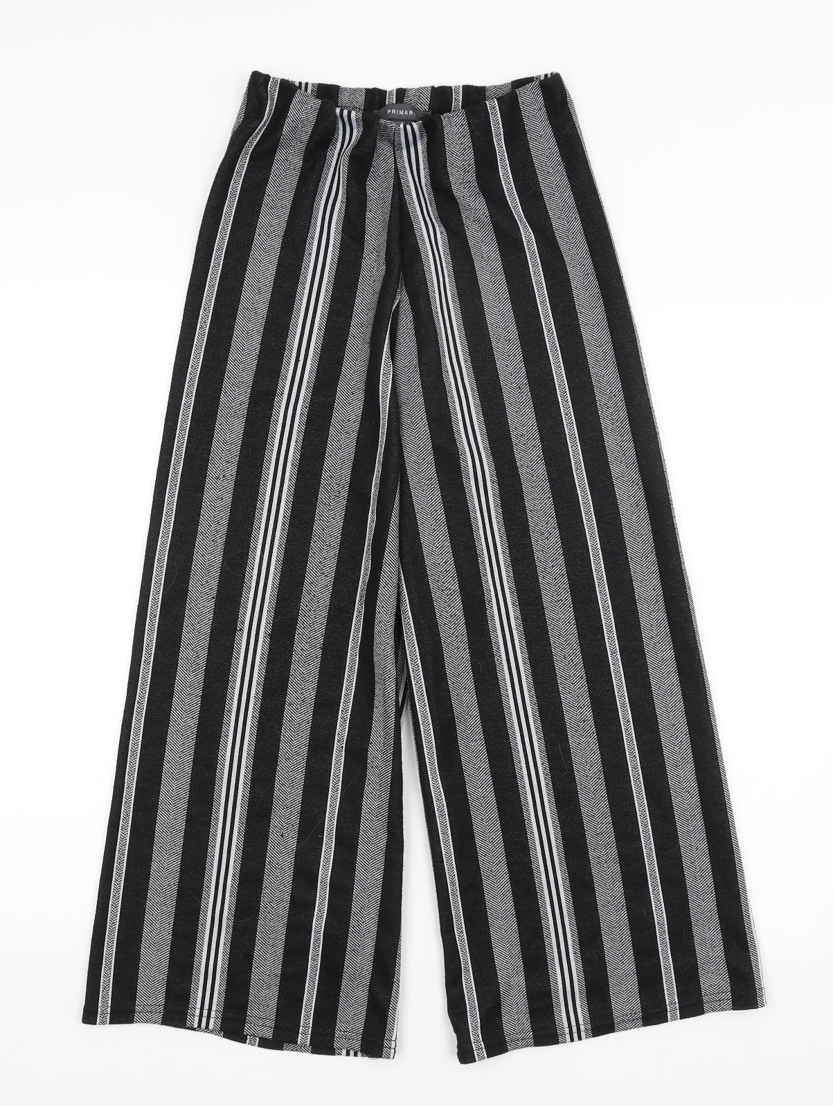 Primark Womens Black Striped  Cropped Trousers Size 8 L21 in