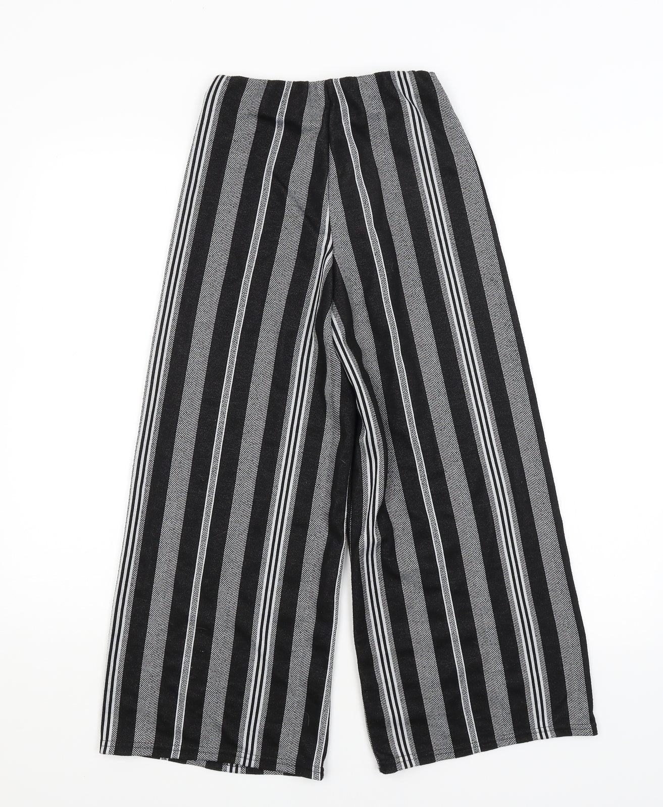 Primark Womens Black Striped  Cropped Trousers Size 8 L21 in