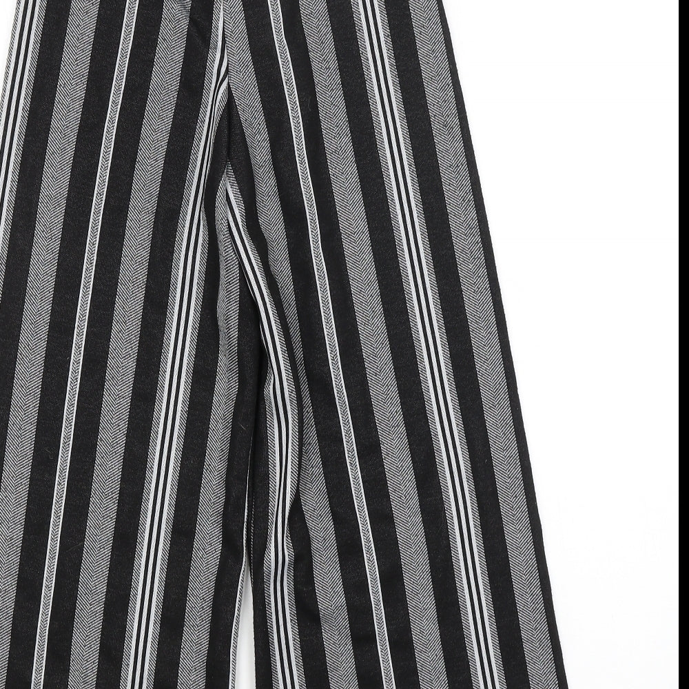 Primark Womens Black Striped  Cropped Trousers Size 8 L21 in