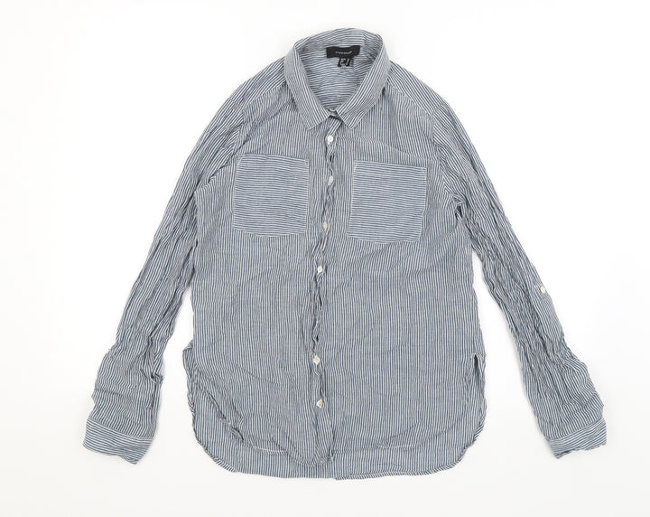 Atmosphere Womens Blue Striped  Basic Button-Up Size 10