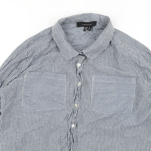 Atmosphere Womens Blue Striped  Basic Button-Up Size 10