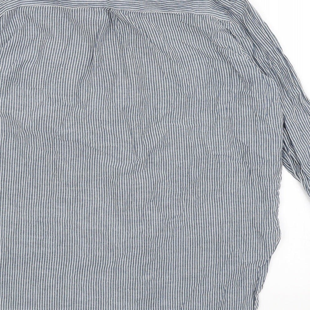 Atmosphere Womens Blue Striped  Basic Button-Up Size 10