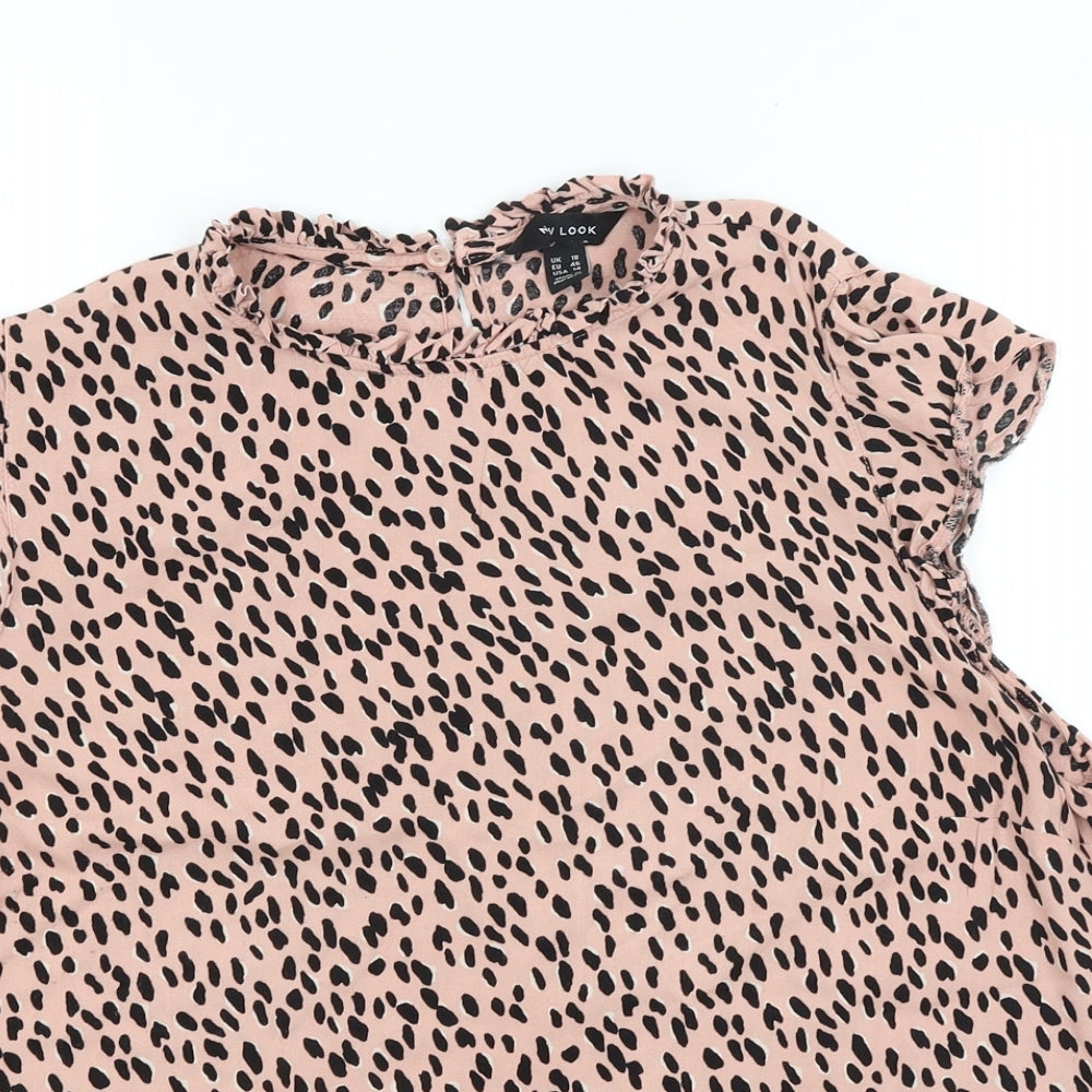 New Look Womens Pink Animal Print  Basic T-Shirt Size 18
