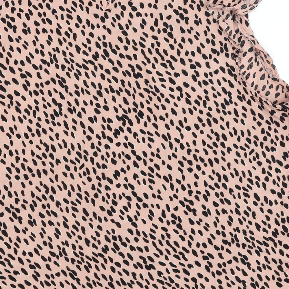 New Look Womens Pink Animal Print  Basic T-Shirt Size 18