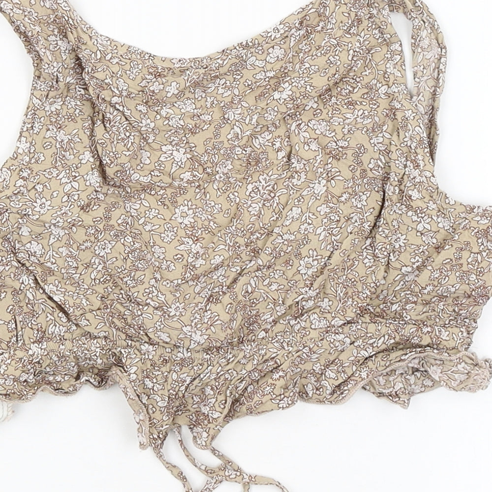 SheIn Womens Brown Floral  Wrap Tank Size S