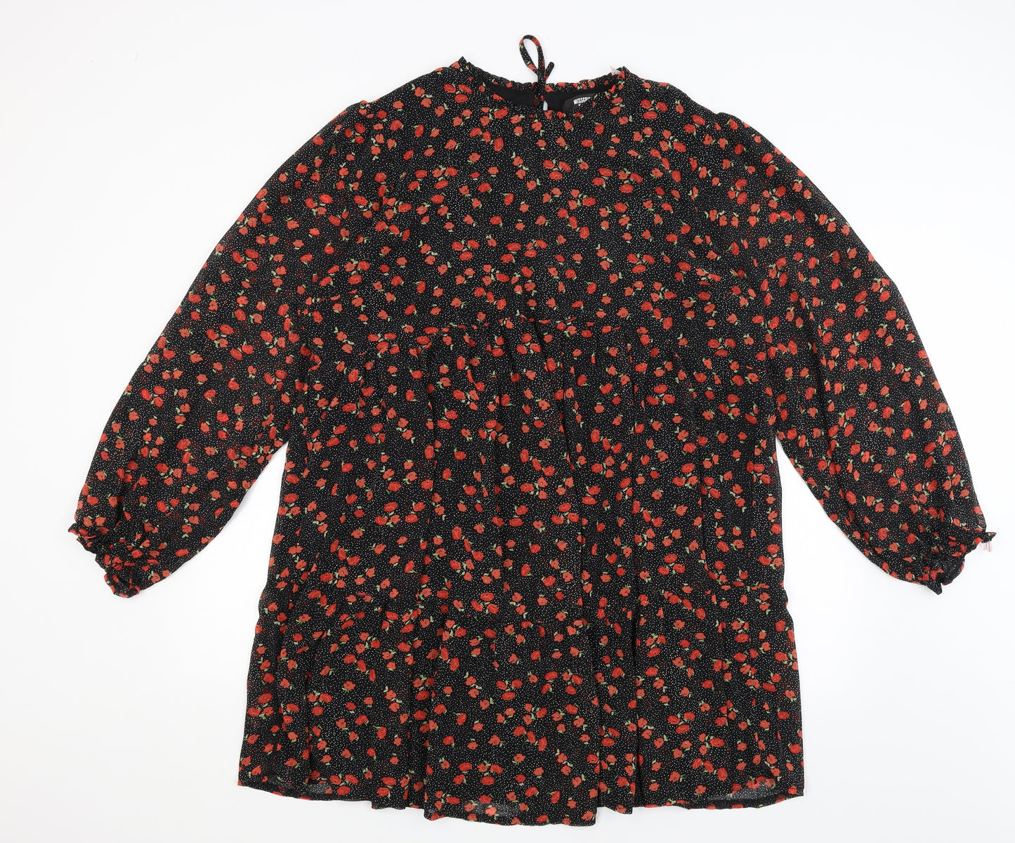 Missguided Womens Black Floral  Fit & Flare  Size 16