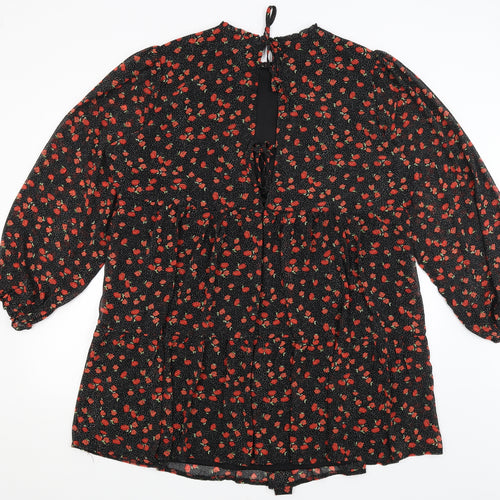 Missguided Womens Black Floral  Fit & Flare  Size 16