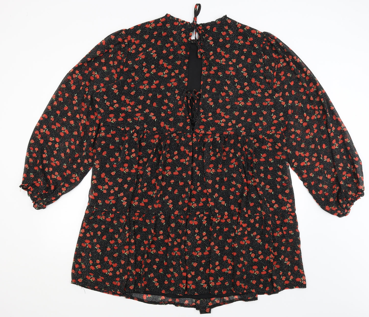 Missguided Womens Black Floral  Fit & Flare  Size 16