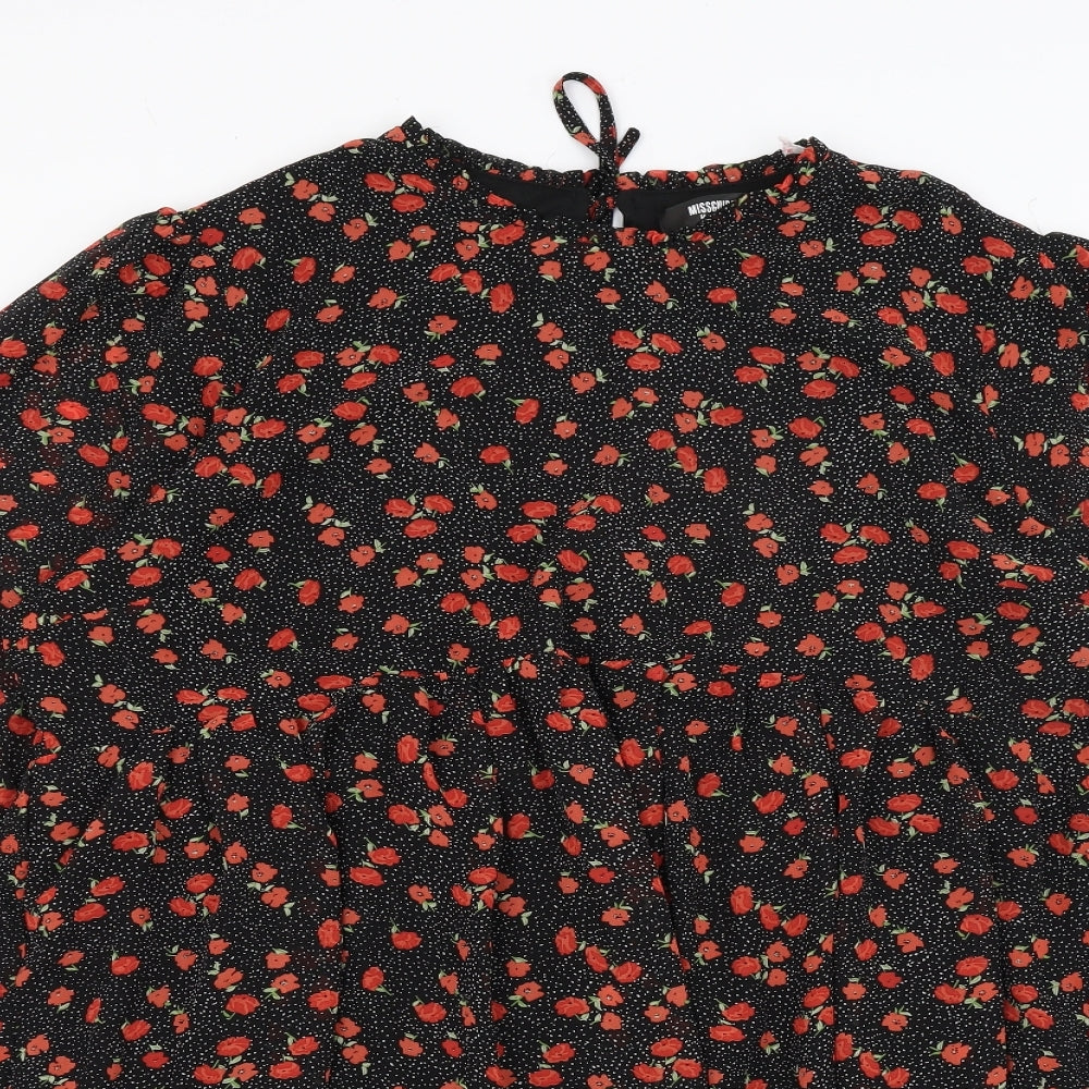 Missguided Womens Black Floral  Fit & Flare  Size 16
