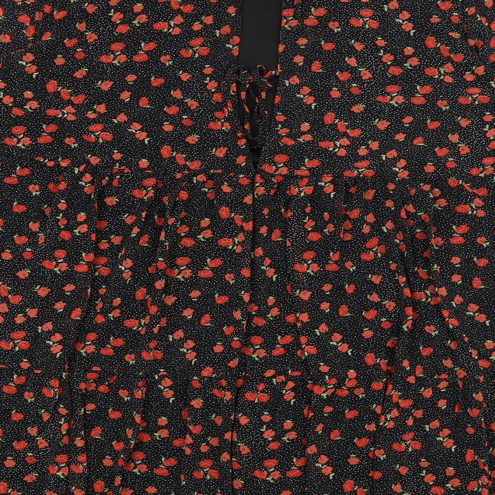 Missguided Womens Black Floral  Fit & Flare  Size 16