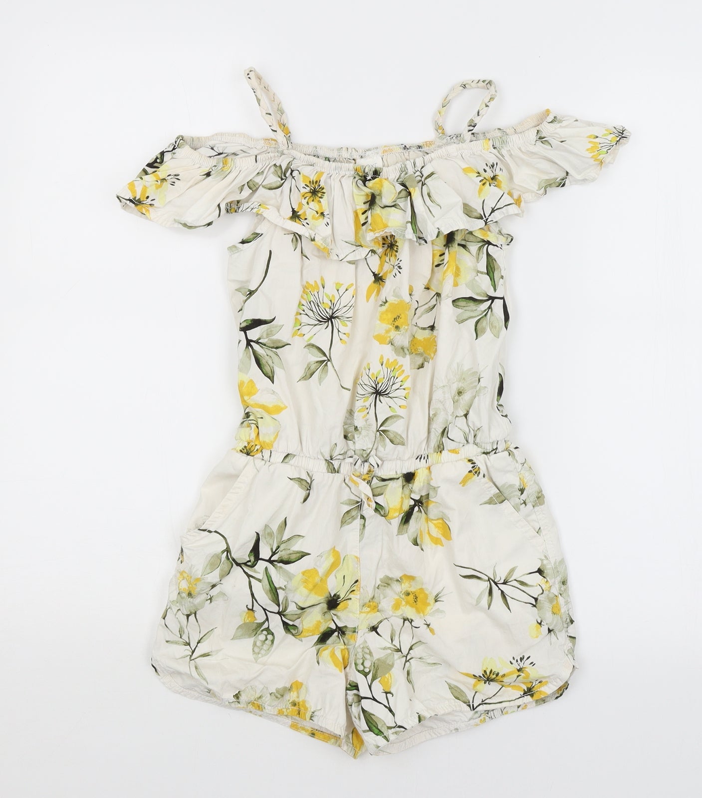 NEXT Girls White Floral  Playsuit One-Piece Size 9 Years