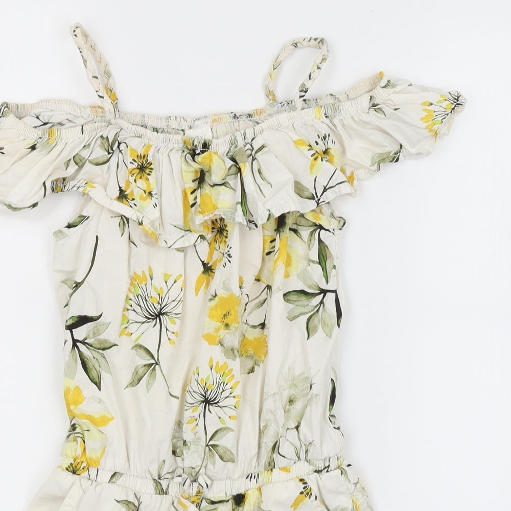 NEXT Girls White Floral  Playsuit One-Piece Size 9 Years