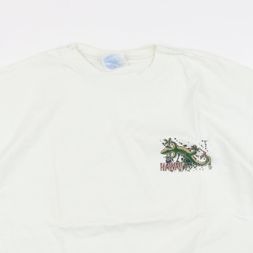 Hanes Mens White    T-Shirt Size L