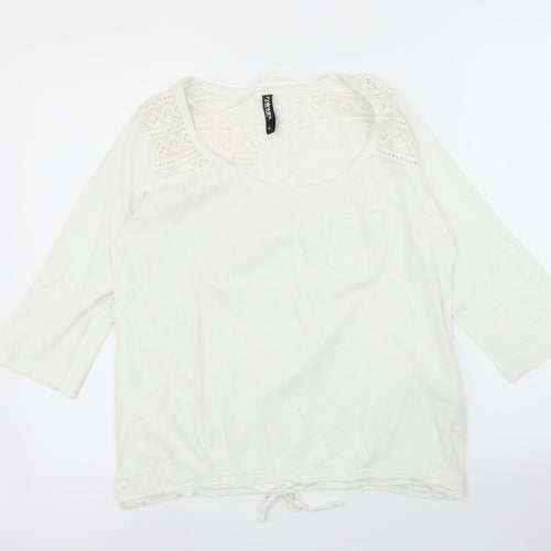 Colours of The World Womens White Geometric  Basic Blouse Size M