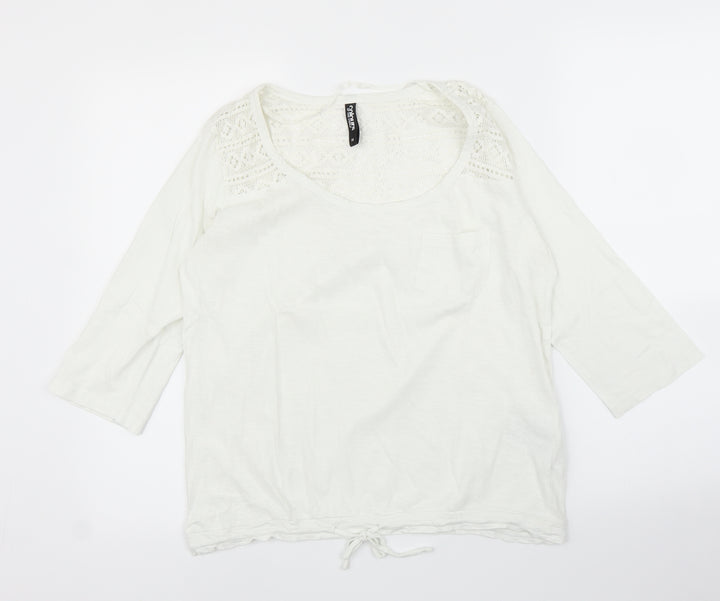 Colours of The World Womens White Geometric Basic Blouse Size M