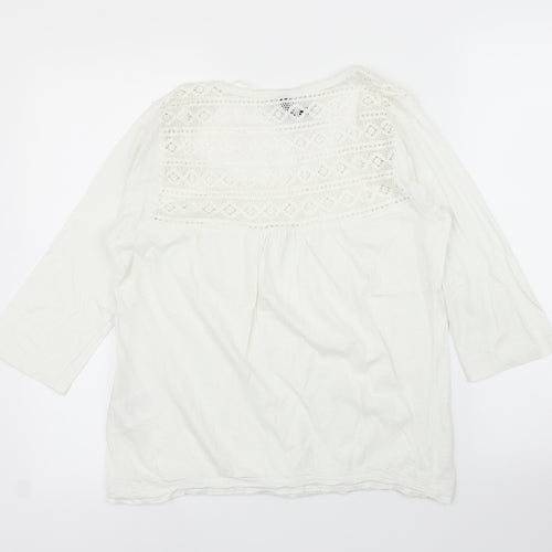 Colours of The World Womens White Geometric  Basic Blouse Size M