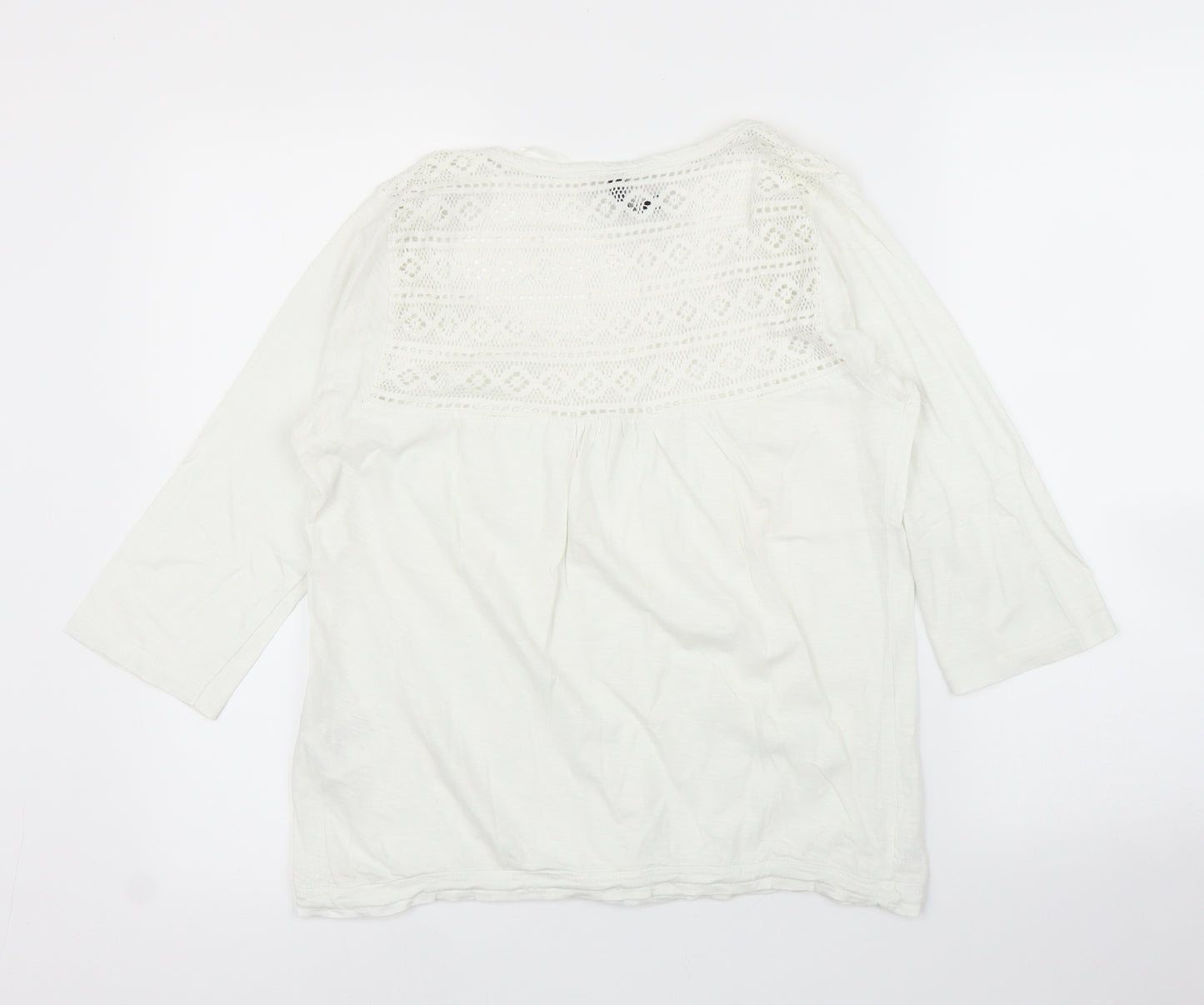 Colours of The World Womens White Geometric  Basic Blouse Size M