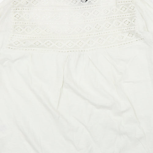 Colours of The World Womens White Geometric  Basic Blouse Size M