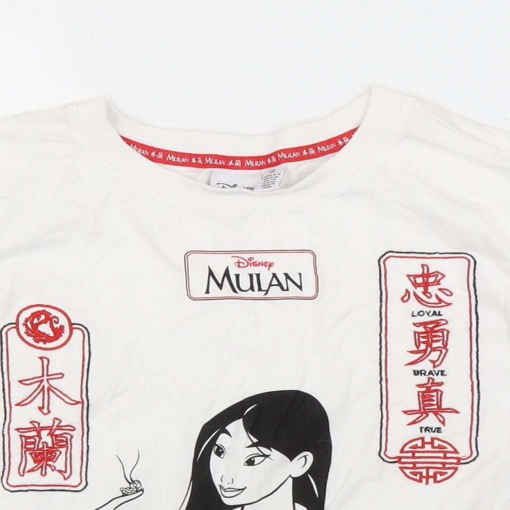 Primark Womens White   Basic T-Shirt Size S  - Disney, Mulan