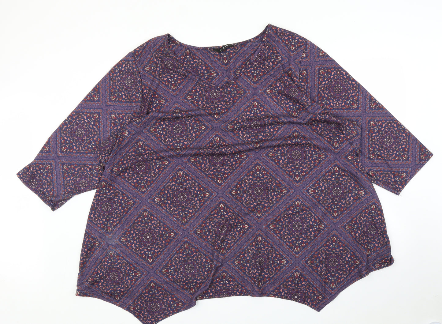 Evans Womens Purple Argyle/Diamond  Basic Blouse Size 30
