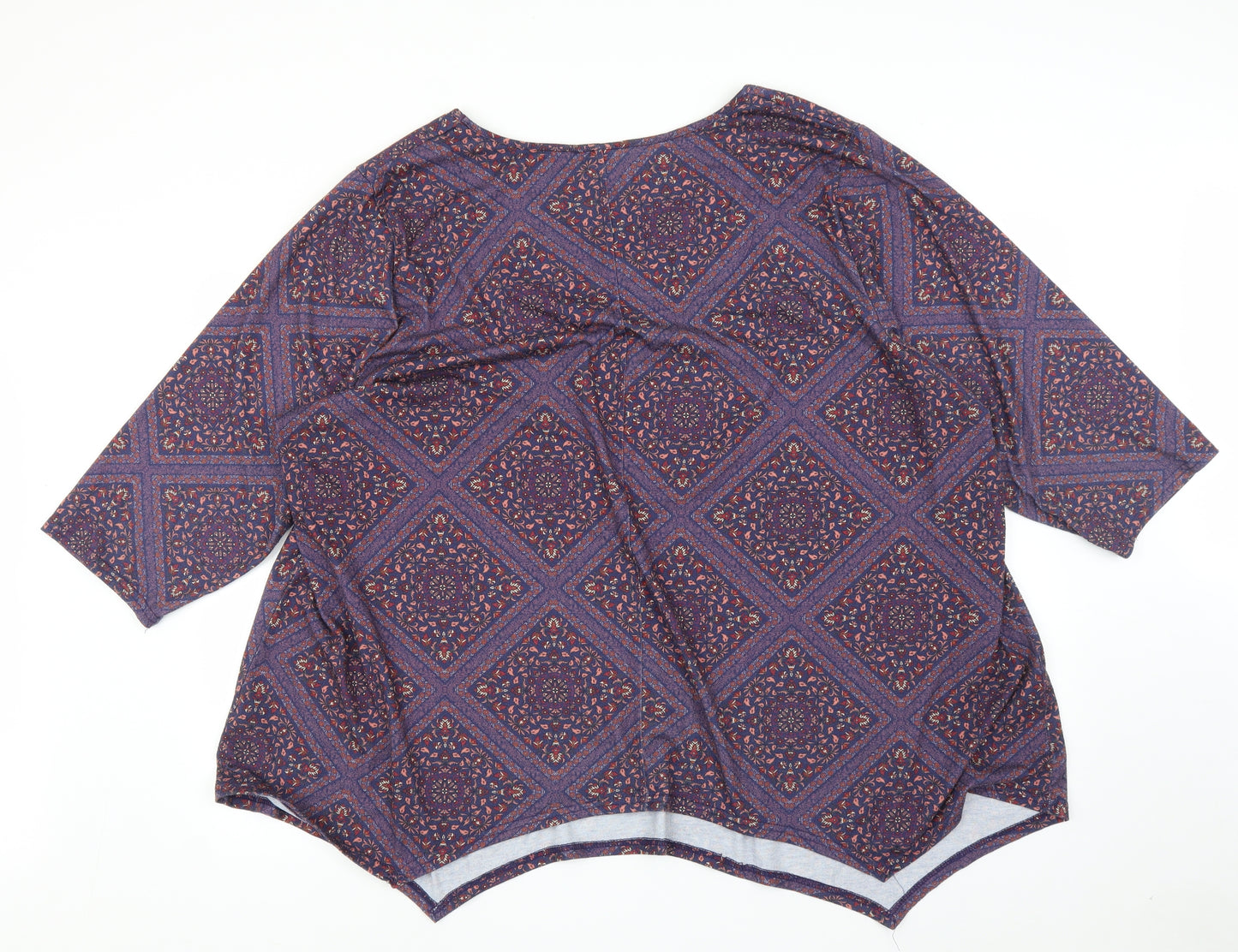 Evans Womens Purple Argyle/Diamond  Basic Blouse Size 30
